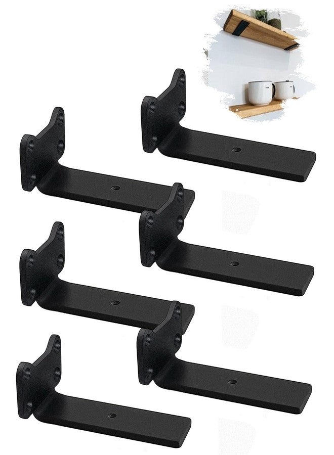 MLOQI 6pcs Black Stainless Steel Industrial Shelf Brackets, 12.5cm, Wall Mount, Shelf Holder - Image 1